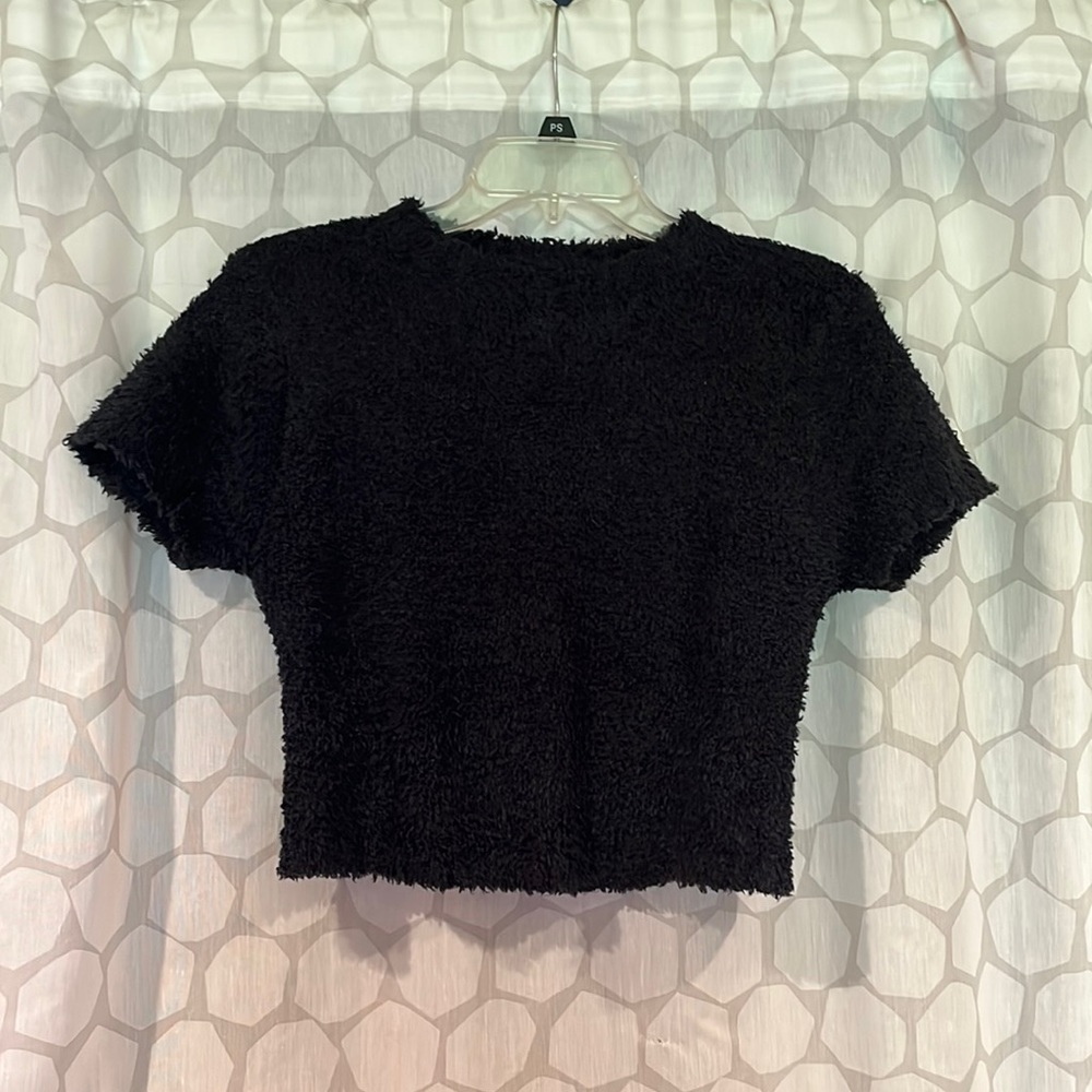 Skims Black L/XL Cozy Crop Top